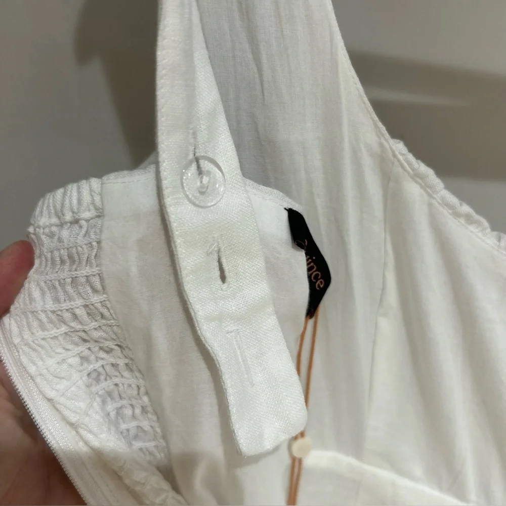 Quince 100% European Linen White Corset MIDI Dress Size M NWT Coquette Milkmaid - Picture 9 of 9